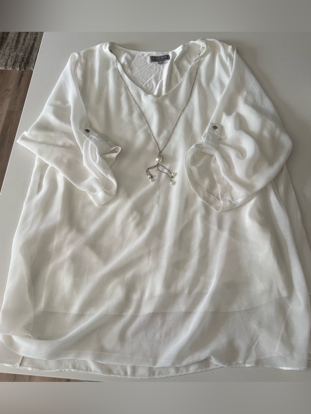 Aura White V-Neck Blouse